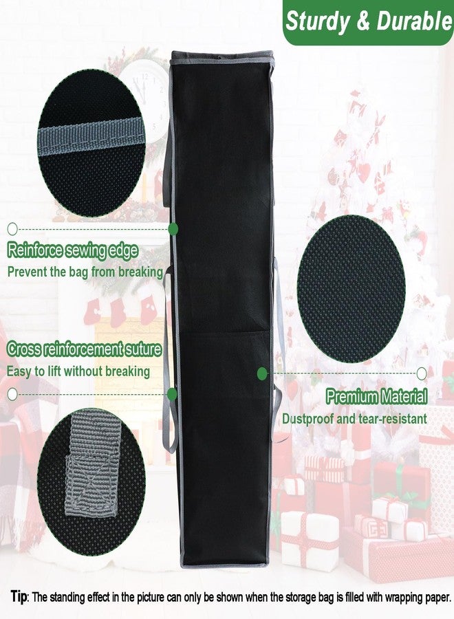 Demao Large Wrapping Paper Storage Bag – 41" Christmas Gift Wrap Organizer with Reinforced Handles, Holds 25 Rolls – Black & Gray Two-Tone Design, Dustproof & Stain-Resistant for wrap paper Storage - Image 4